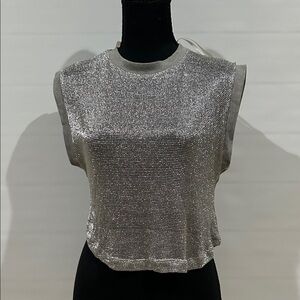 Forever 21 Metallic Silver Muscle Tee